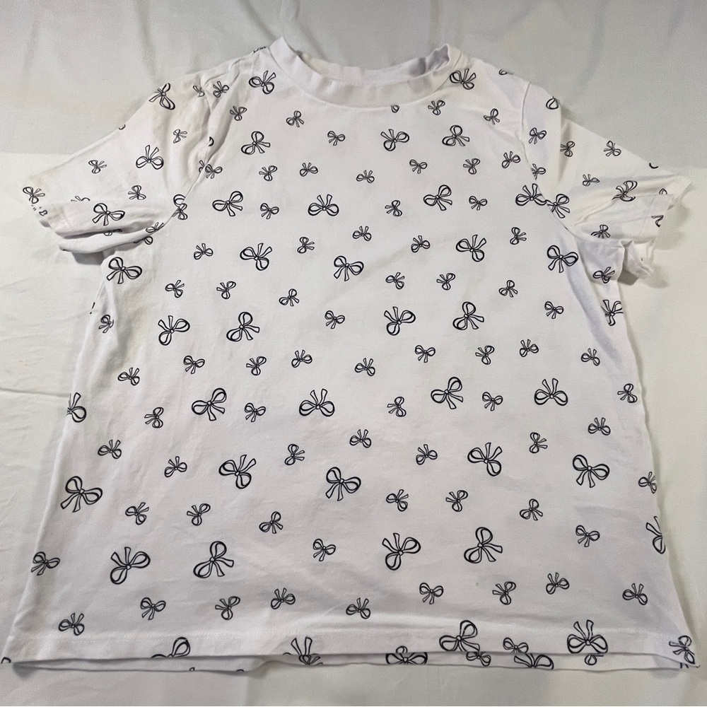 Primark White T-Shirt with Black Bow Design